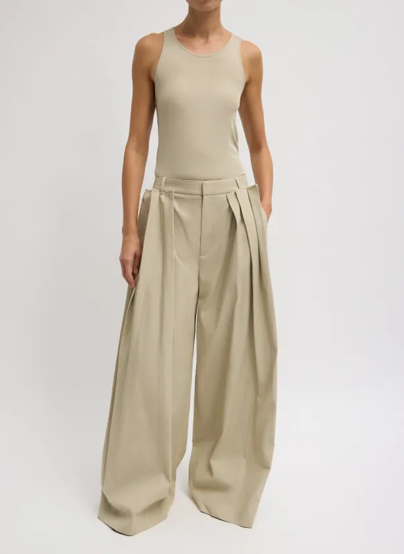 Luxe Spring Twill Tucked Pleated Wide Leg Trouser made by Tibi