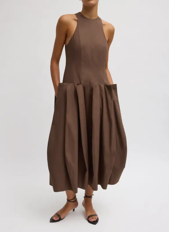 Compact Eco Poplin Pinched Pleat Dress sold by Tibi