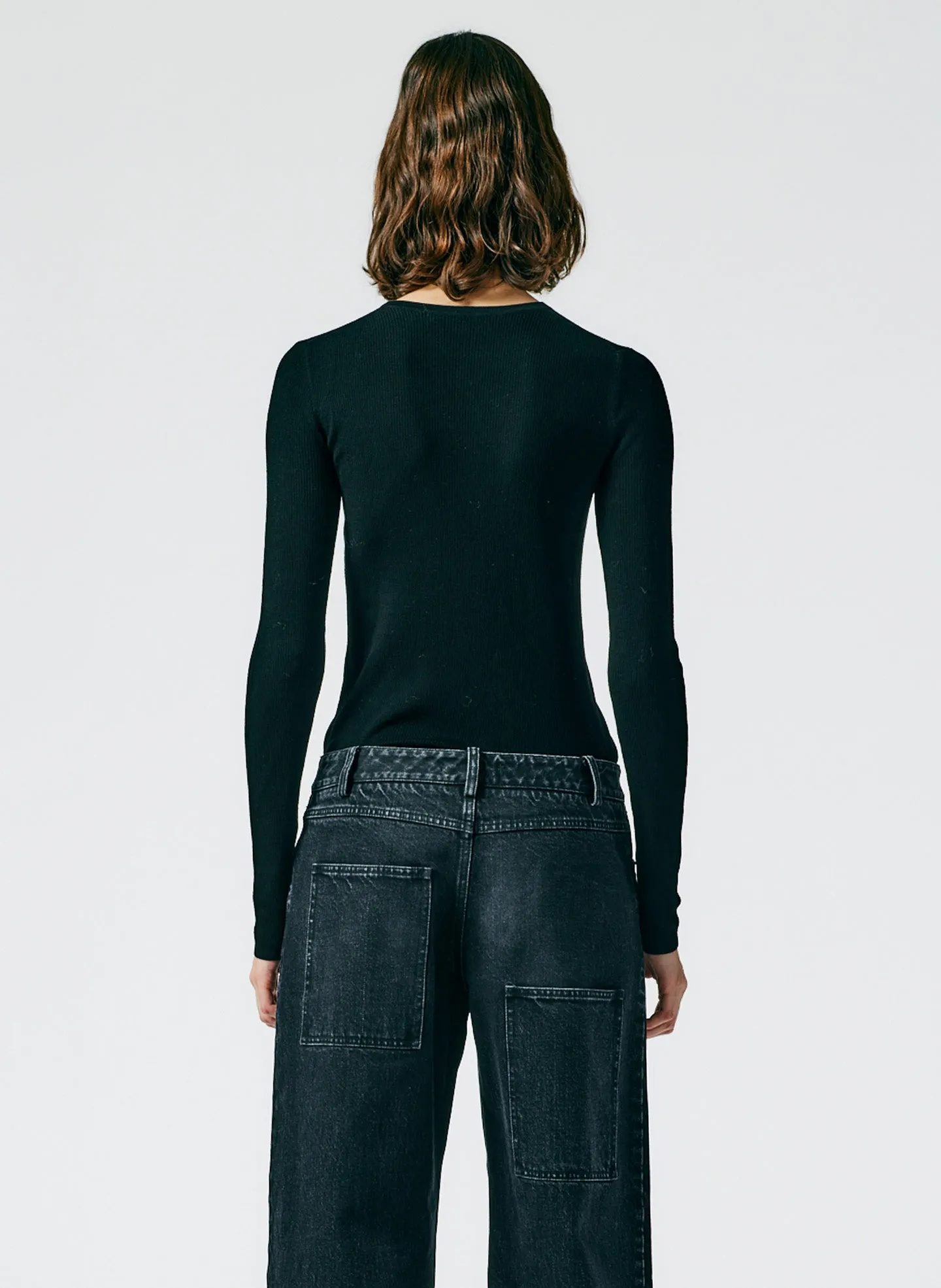 Feather Weight Ribbed Crewneck Pullover Sweater sold by Tibi product image thumbnail 3