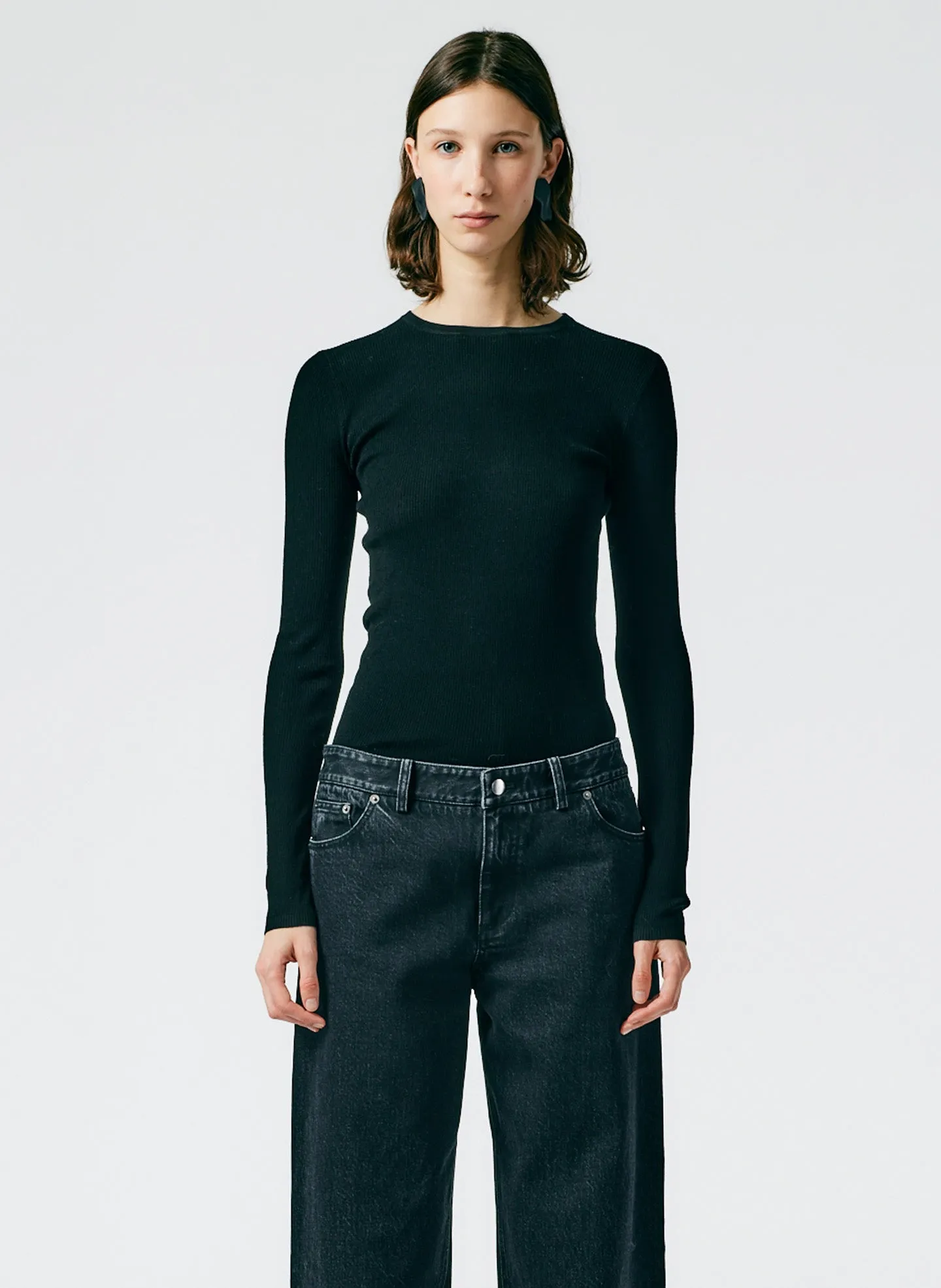 Feather Weight Ribbed Crewneck Pullover Sweater sold by Tibi