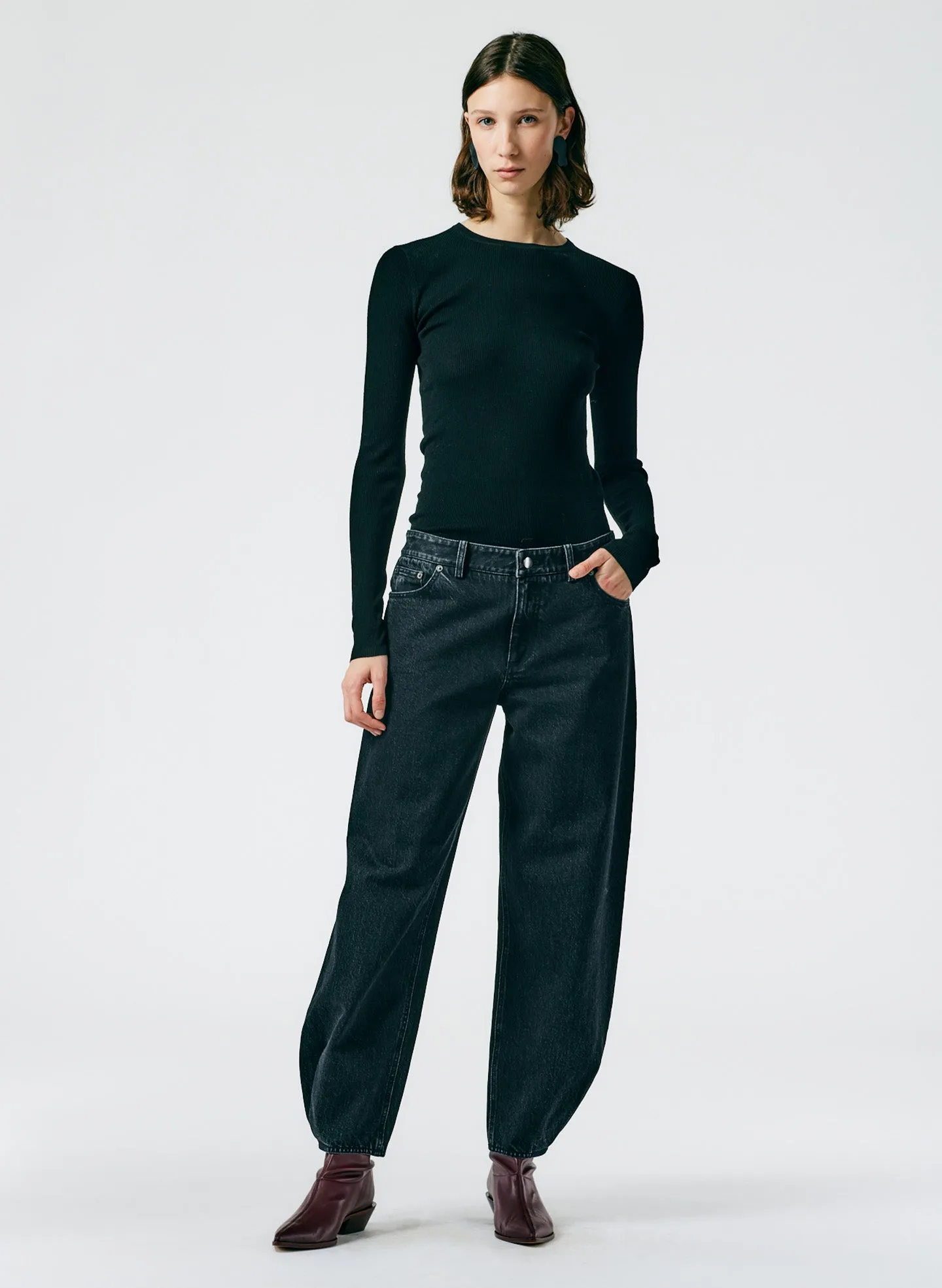 Feather Weight Ribbed Crewneck Pullover Sweater sold by Tibi product image thumbnail 4