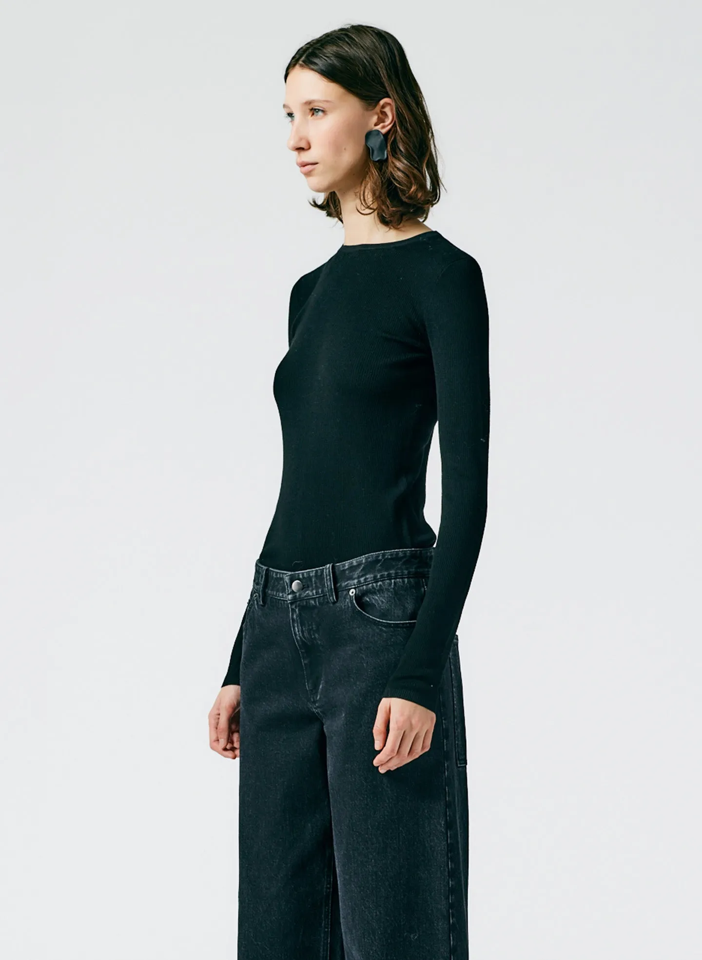 Feather Weight Ribbed Crewneck Pullover Sweater sold by Tibi product image thumbnail 2