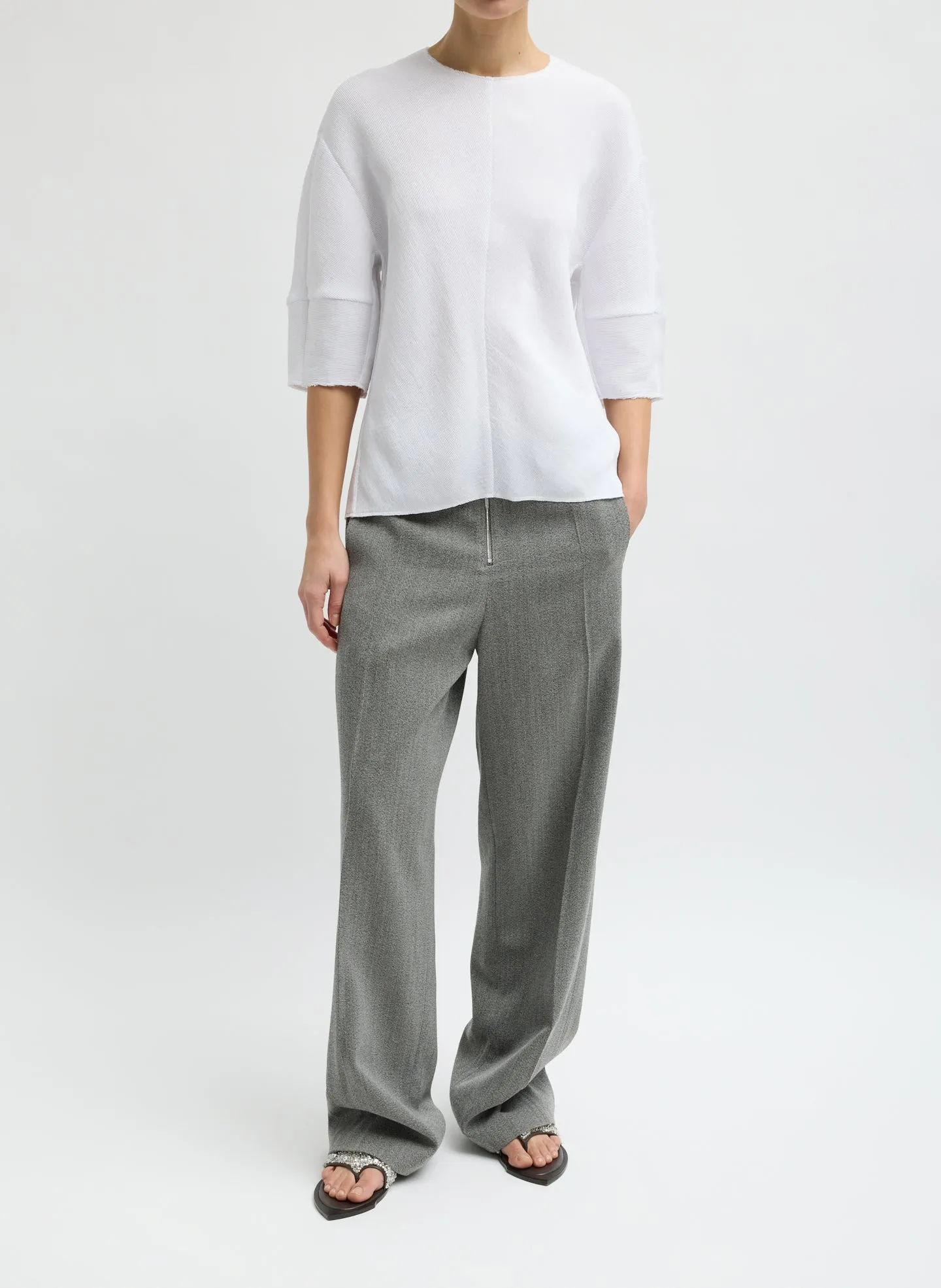 Viscose Plisse Hinged Short Sleeve Top sold by Tibi