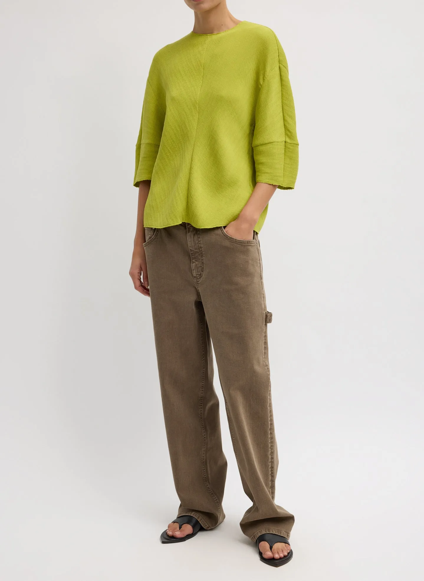 Viscose Plisse Hinged Short Sleeve Top sold by Tibi