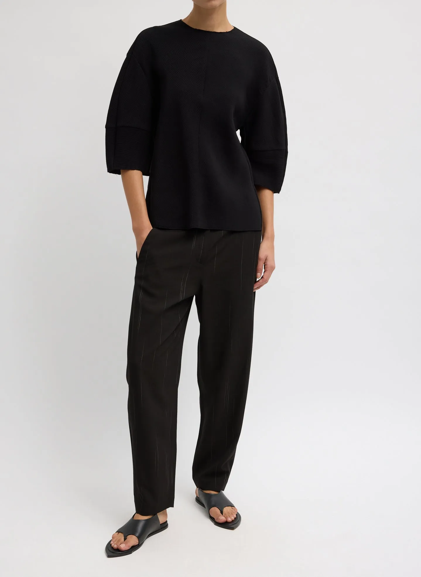 Viscose Plisse Hinged Short Sleeve Top sold by Tibi