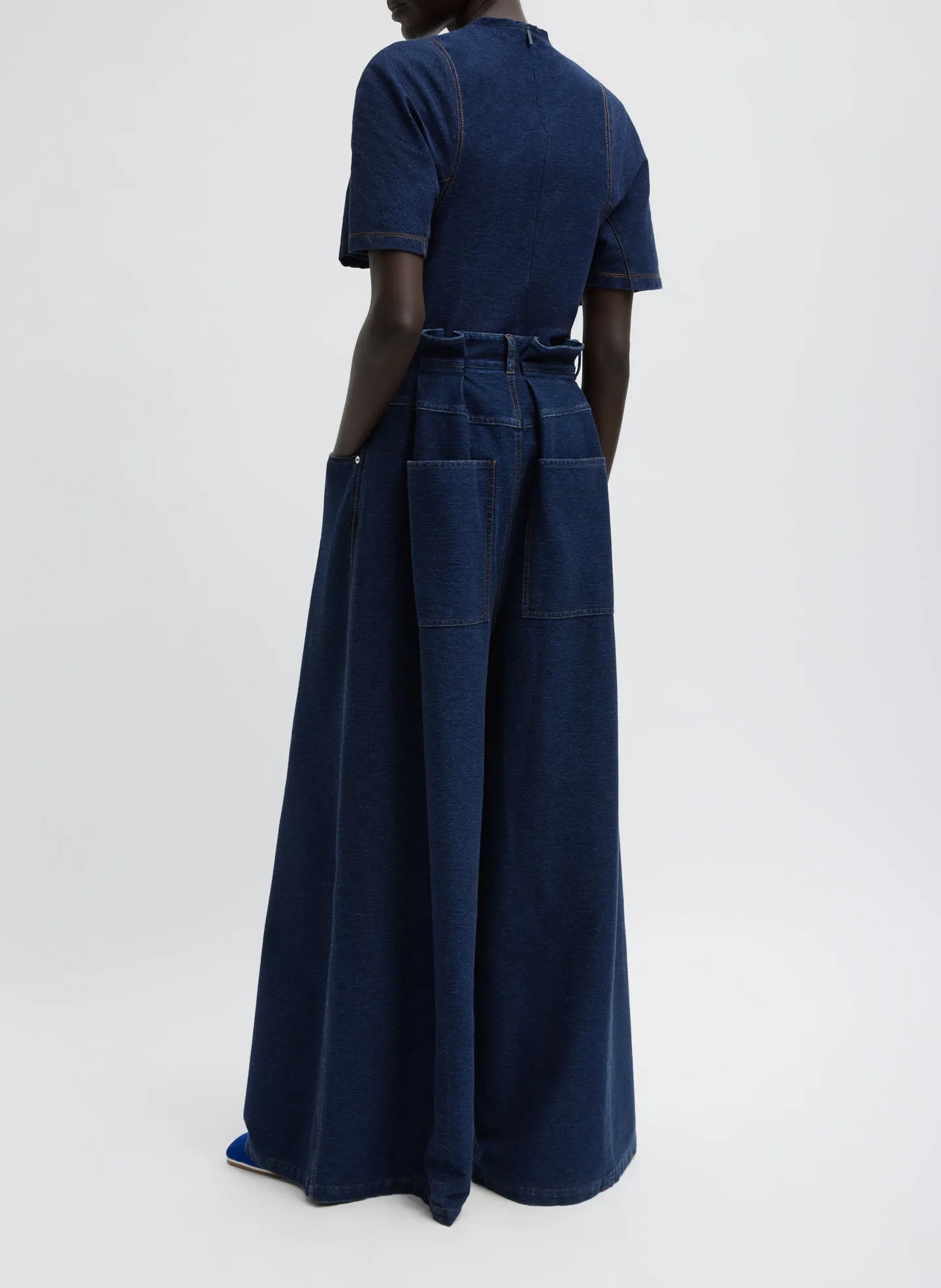 Indigo Barre Denim Knit Walker Wide Leg Jean sold by Tibi product image thumbnail 5