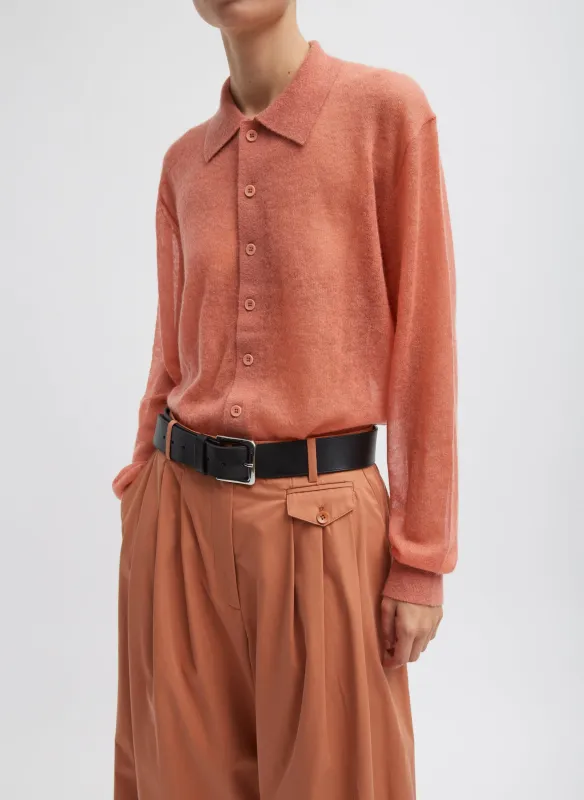 Sheer Sweater Polo Button Cardigan made by Tibi