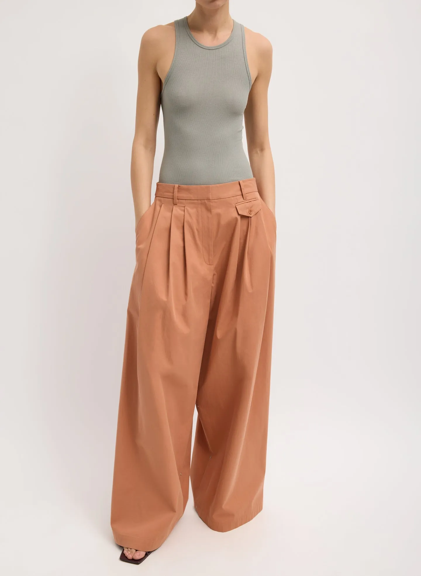 Bio Twill Triple Pleat Pant sold by Tibi