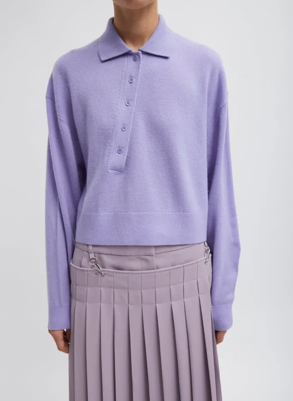 Washable Cashmere Easy Polo Cropped Sweater made by Tibi