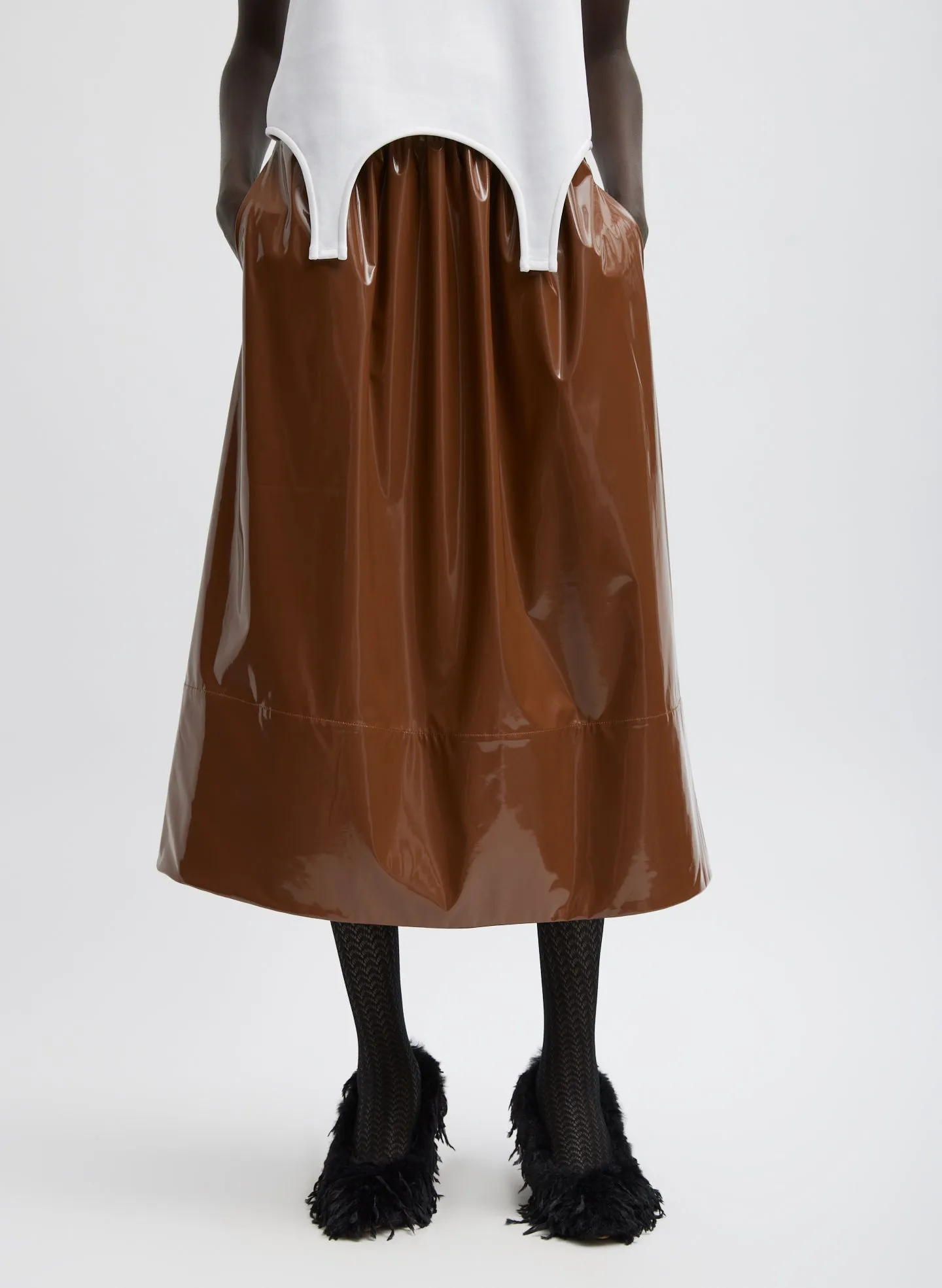 Light Weight Patent Smocking Waistband Full Skirt sold by Tibi product image thumbnail 2