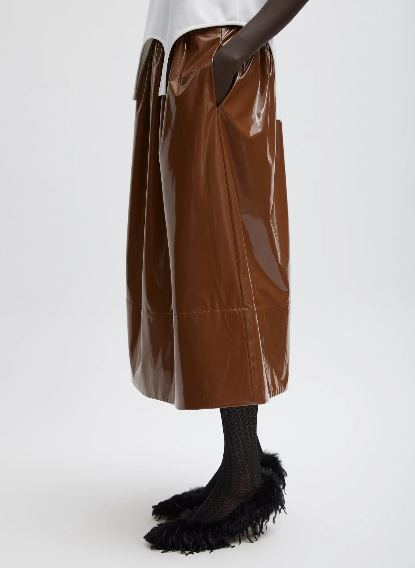 Light Weight Patent Smocking Waistband Full Skirt sold by Tibi product image thumbnail 3