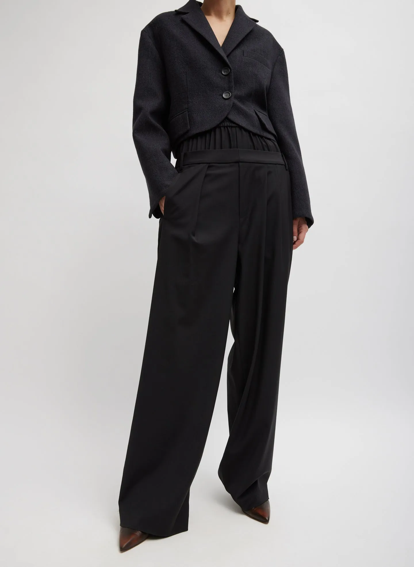 Recycled Tropical Wool Double Waist Boxer Trouser sold by Tibi