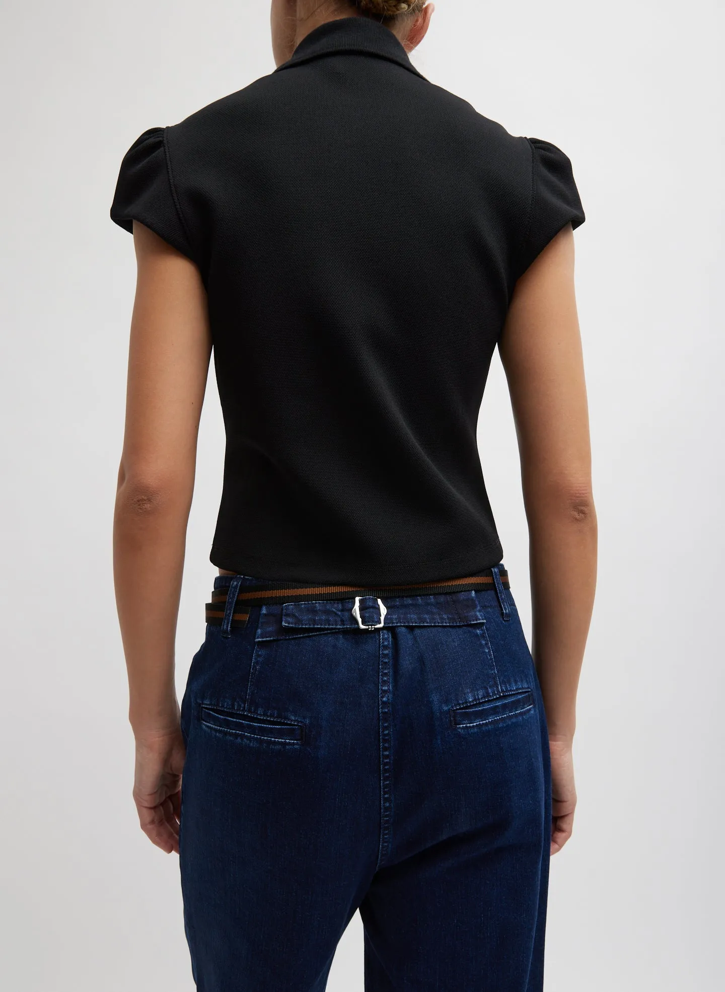 Luxe Pique Shrunken Polo Shirt sold by Tibi product image thumbnail 3