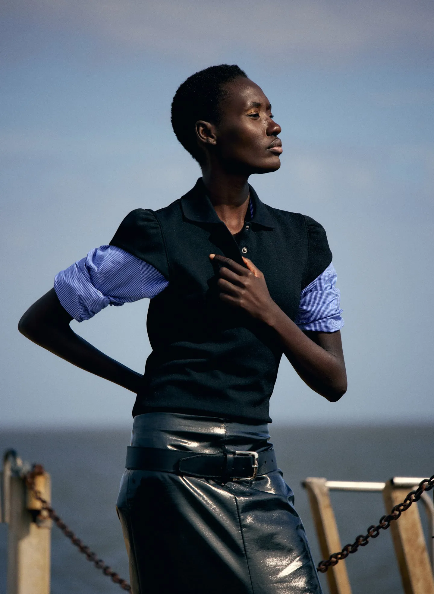 Luxe Pique Shrunken Polo Shirt sold by Tibi product image thumbnail 2