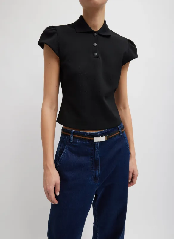 Luxe Pique Shrunken Polo Shirt made by Tibi