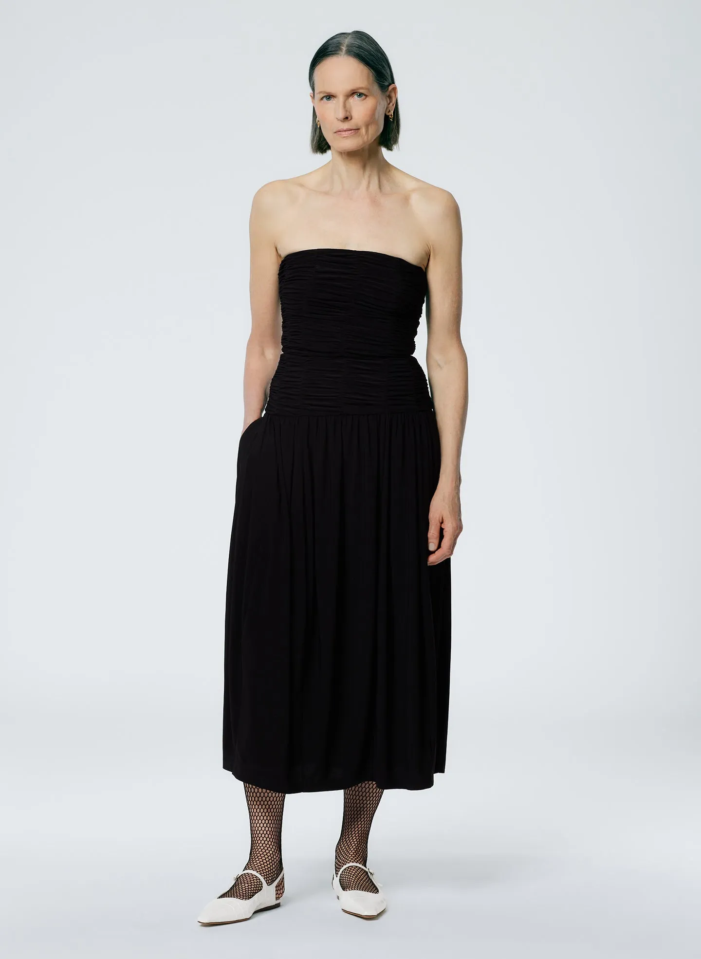Drapey Jersey Ruched Strapless Dress sold by Tibi