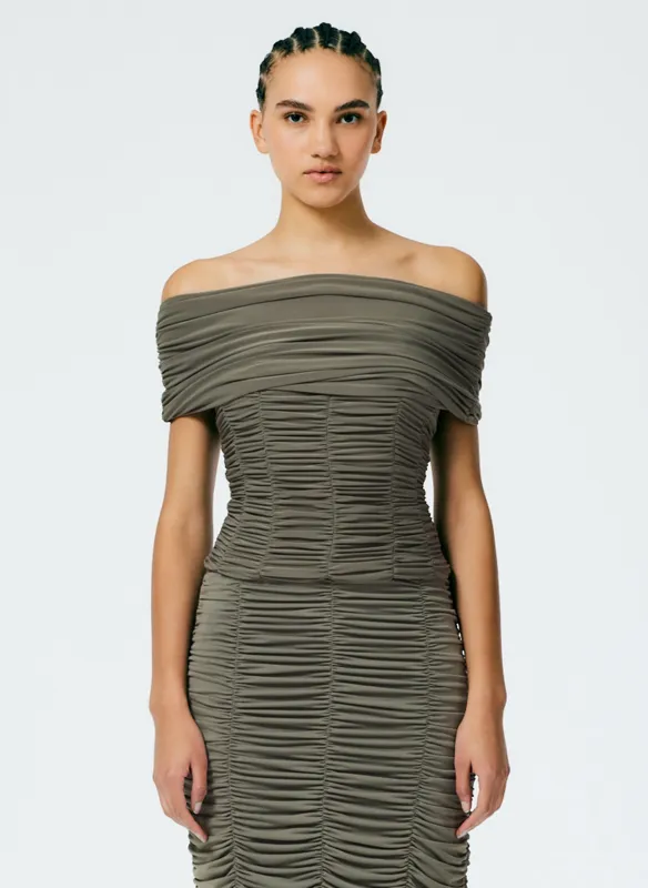 Drapey Jersey Ruched Strapless Top made by Tibi