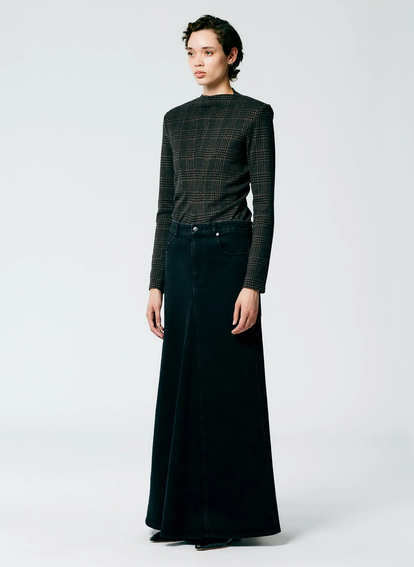 Black Denim Godet Maxi Skirt sold by Tibi product image thumbnail 2
