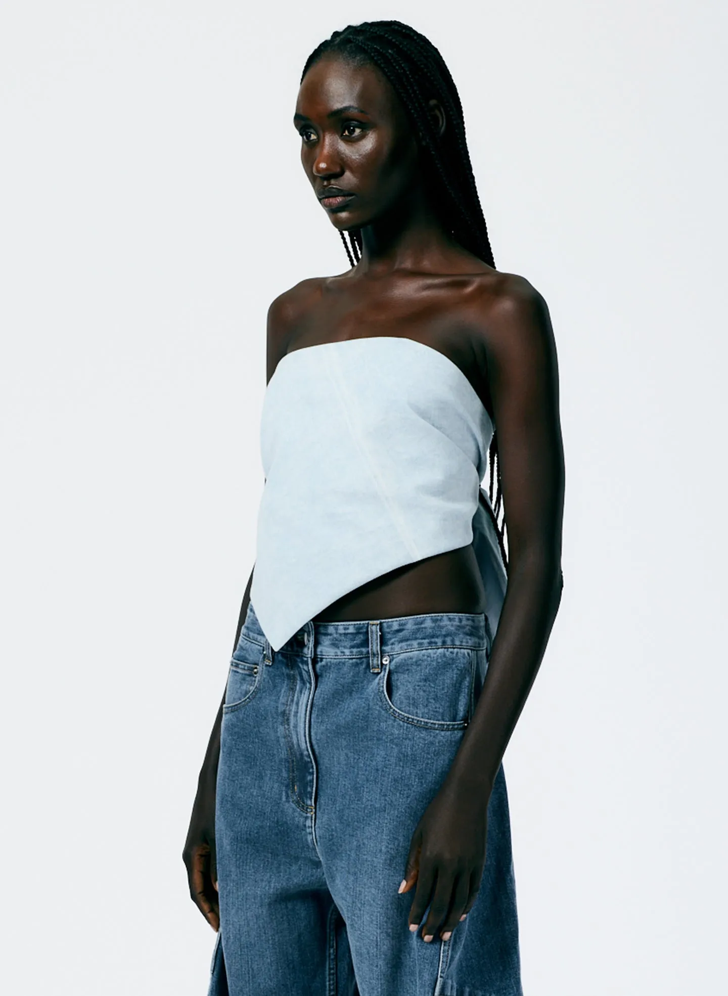 Bleached Denim Tie Back Handkerchief Top sold by Tibi product image thumbnail 4