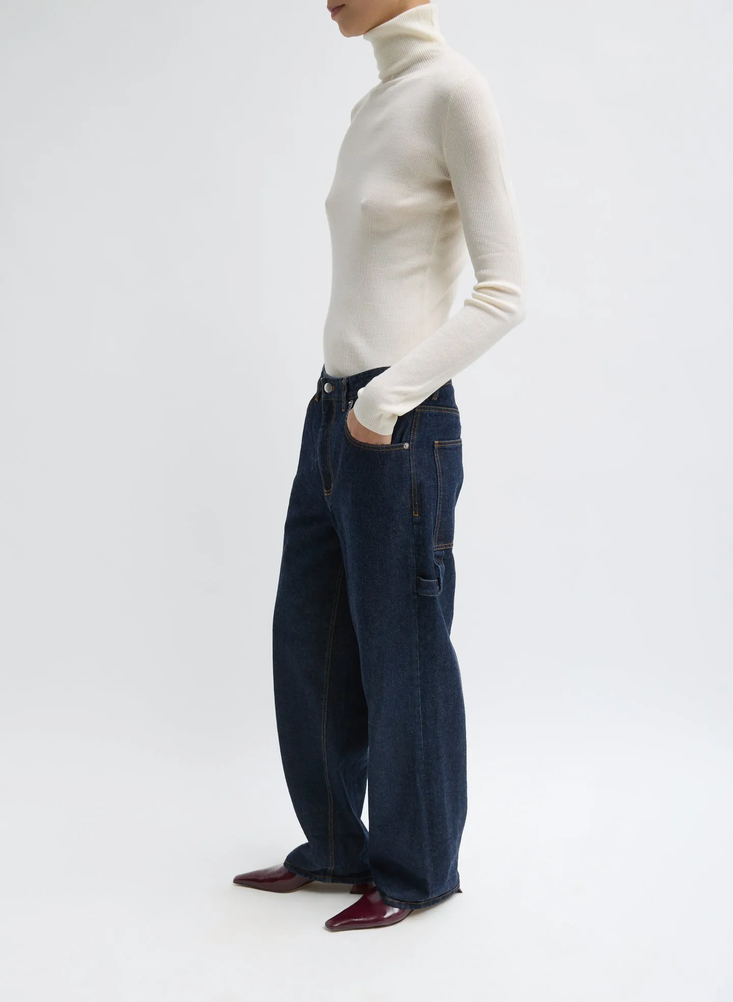 Indigo Denim Slouchy Carpenter Jean sold by Tibi product image thumbnail 3