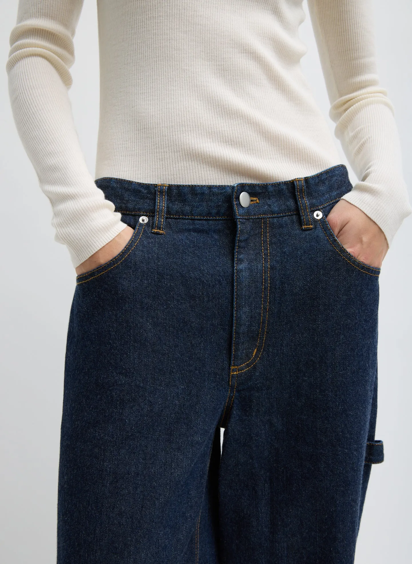 Indigo Denim Slouchy Carpenter Jean sold by Tibi product image thumbnail 2
