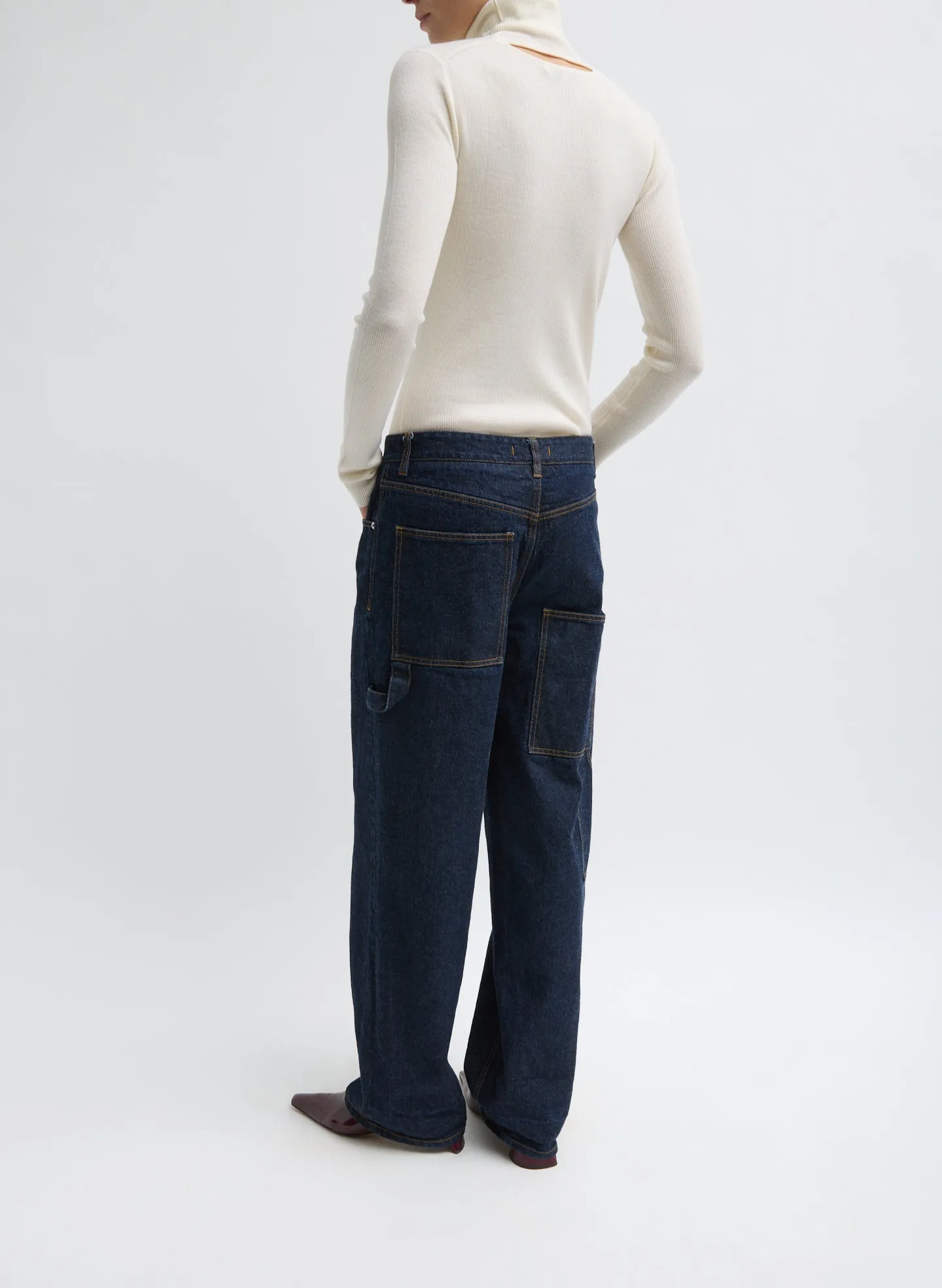 Indigo Denim Slouchy Carpenter Jean sold by Tibi product image thumbnail 4