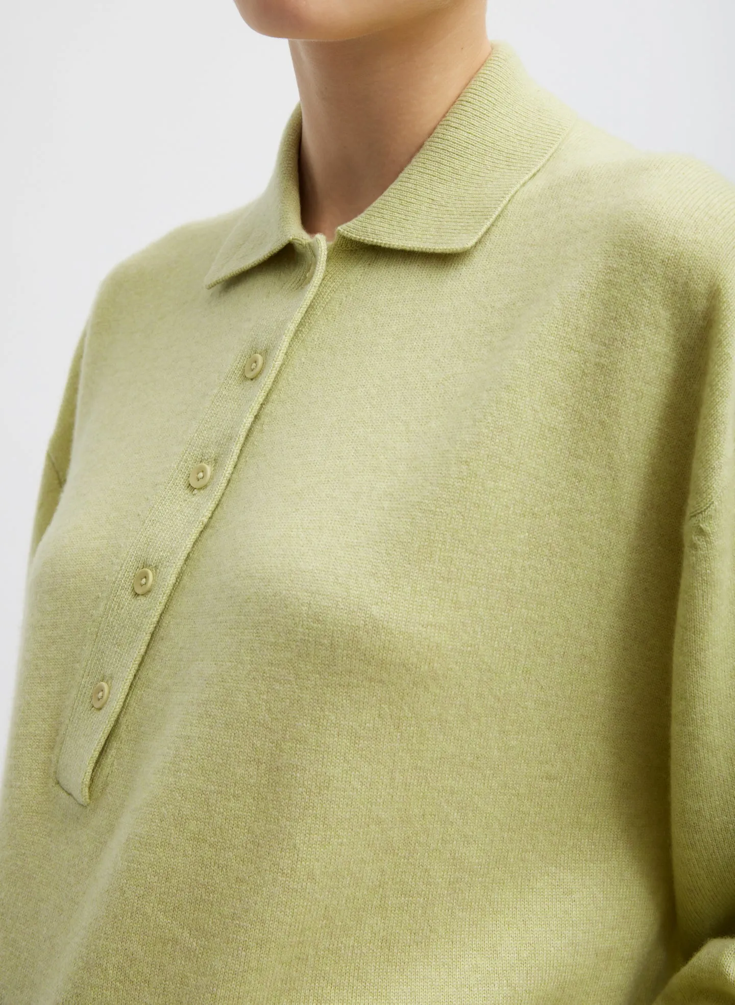 Washable Cashmere Easy Polo Cropped Sweater sold by Tibi product image thumbnail 5