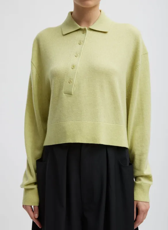 Washable Cashmere Easy Polo Cropped Sweater sold by Tibi