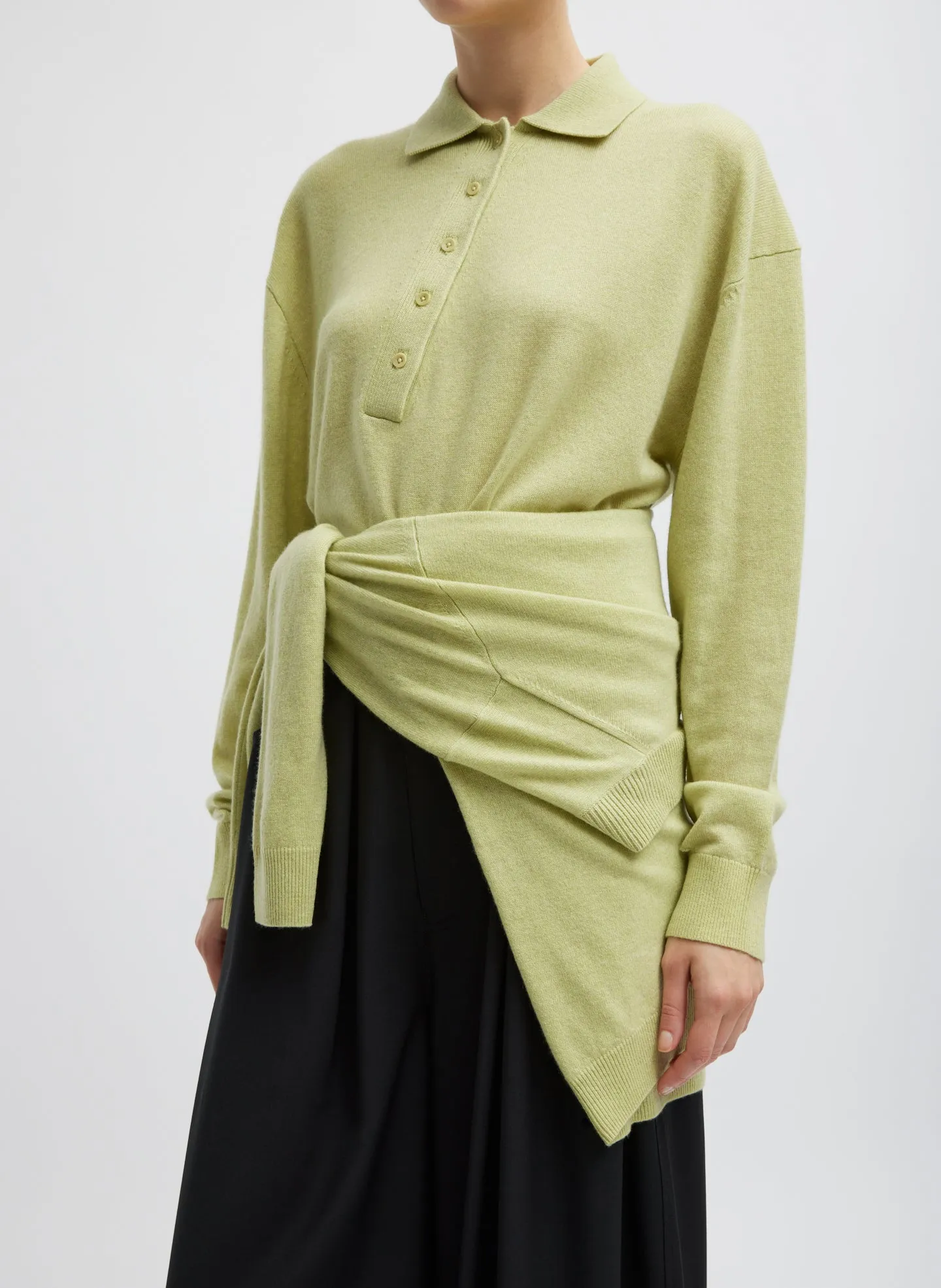 Washable Cashmere Easy Polo Cropped Sweater sold by Tibi product image thumbnail 4