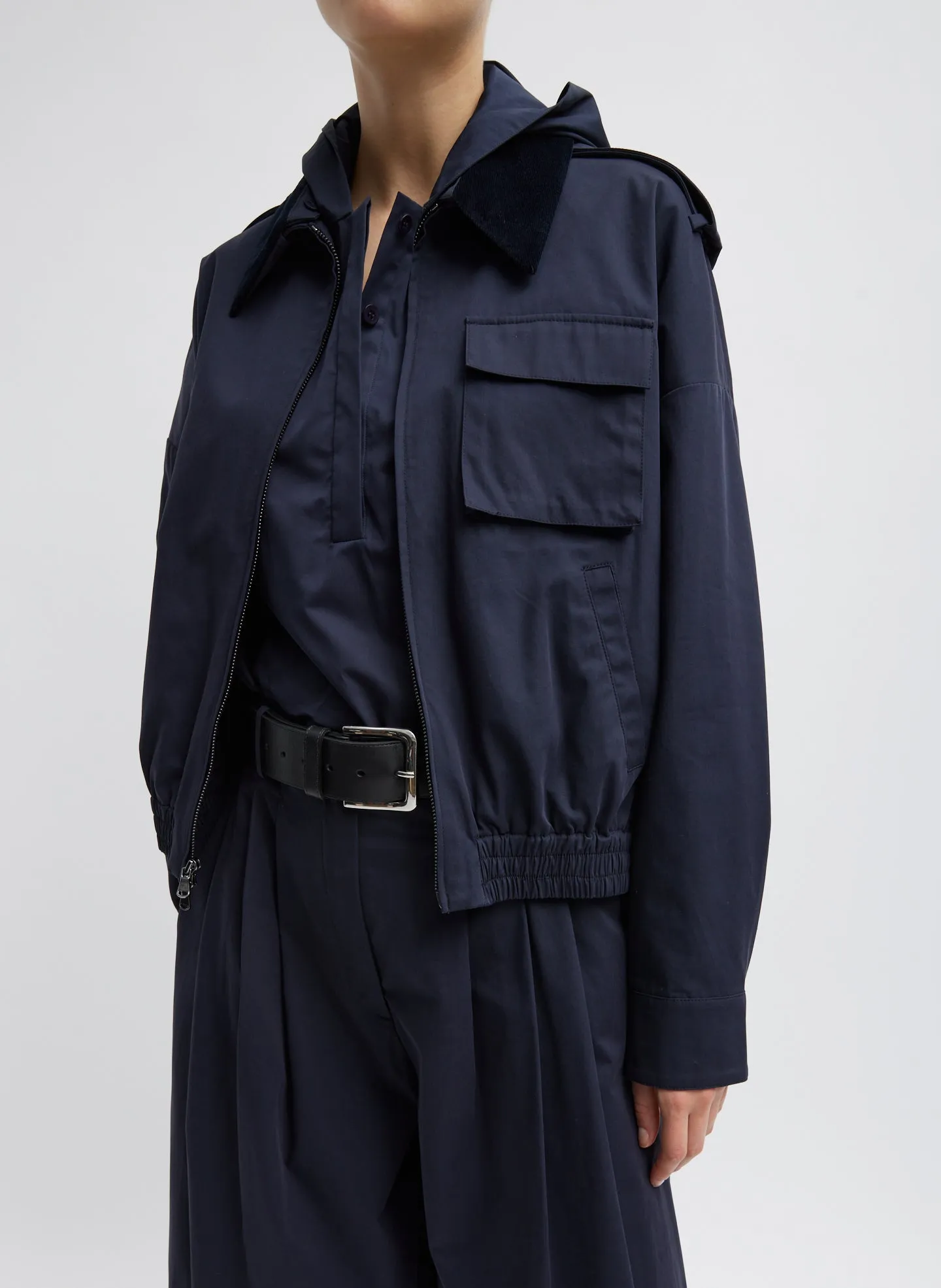 Bio Twill Bomber Jacket With Removable Corduroy Collar sold by Tibi