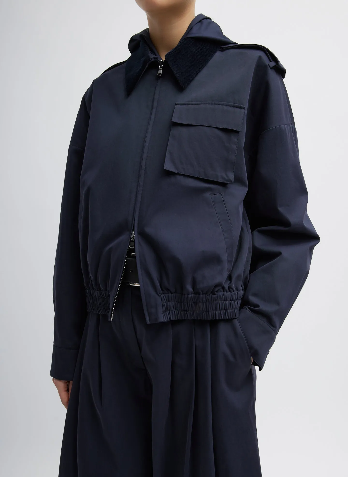 Bio Twill Bomber Jacket With Removable Corduroy Collar sold by Tibi product image thumbnail 3