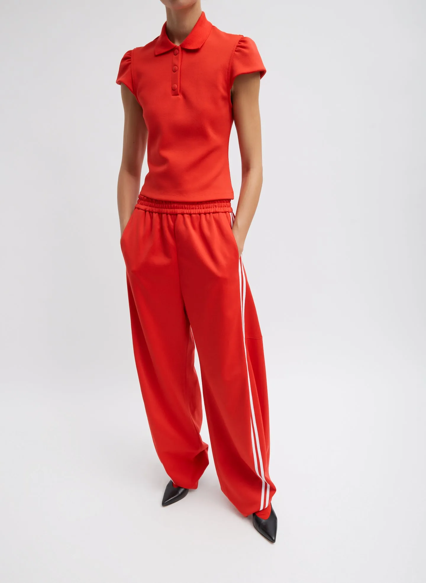 Luxe Pique Shrunken Polo Shirt sold by Tibi product image thumbnail 3