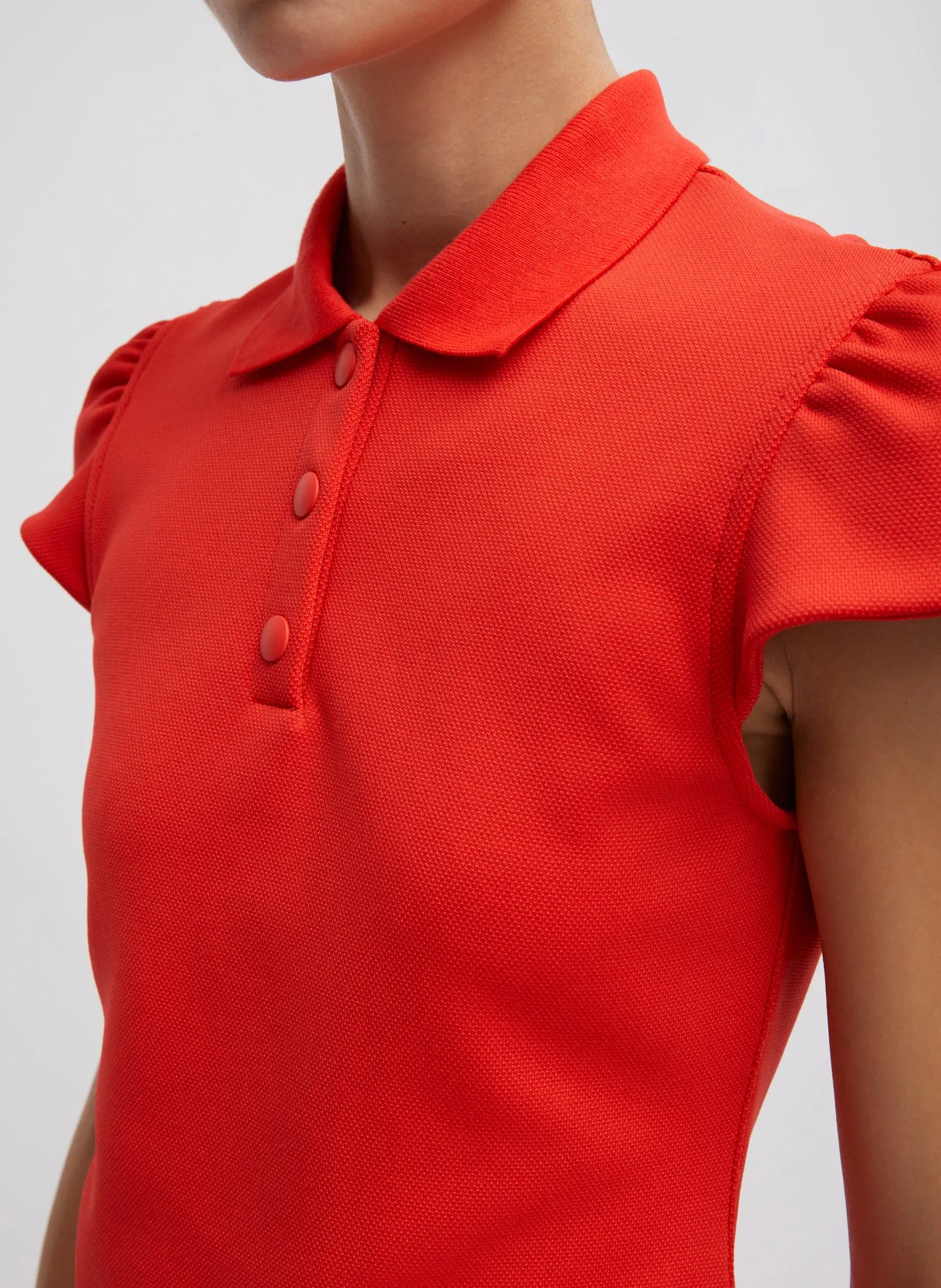 Luxe Pique Shrunken Polo Shirt sold by Tibi