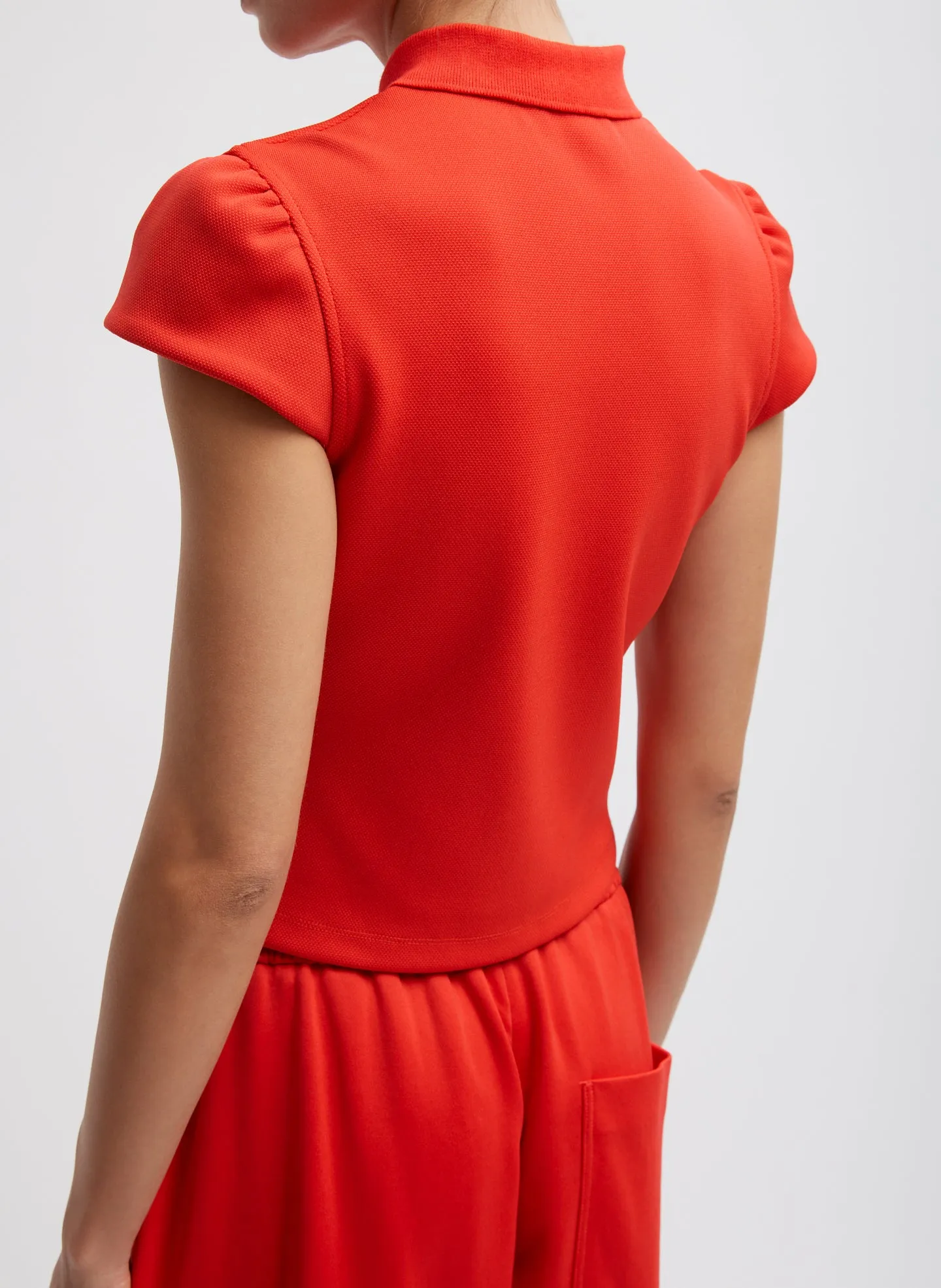 Luxe Pique Shrunken Polo Shirt sold by Tibi product image thumbnail 2