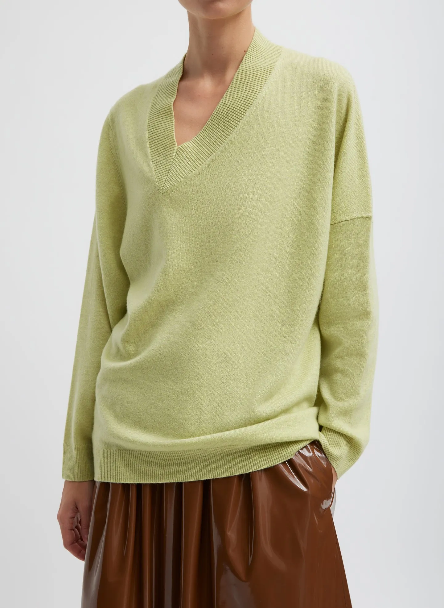 Washable Cashmere Warp V-Neck Pullover sold by Tibi product image thumbnail 3