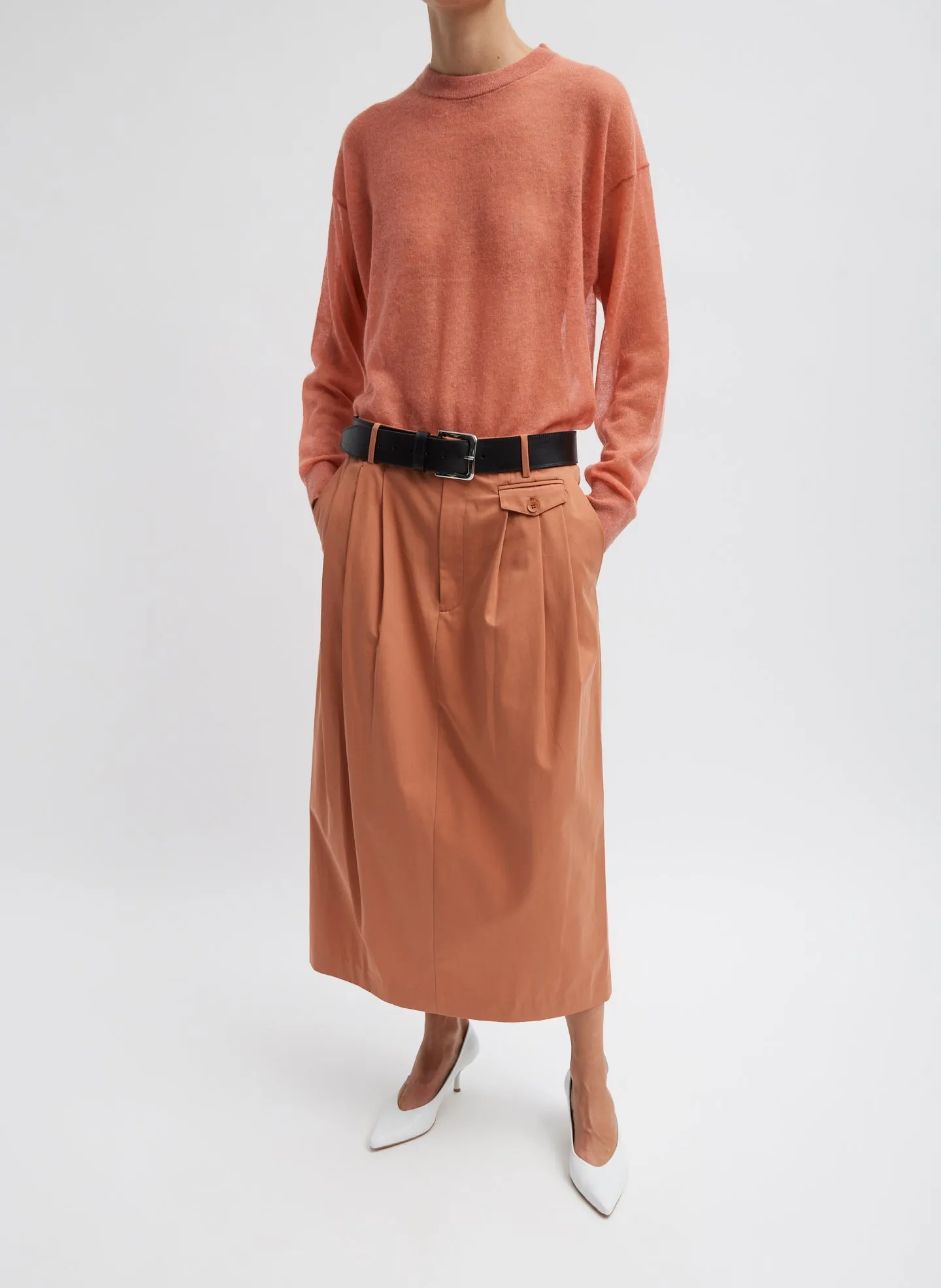 Bio Twill Triple Pleat Skirt sold by Tibi