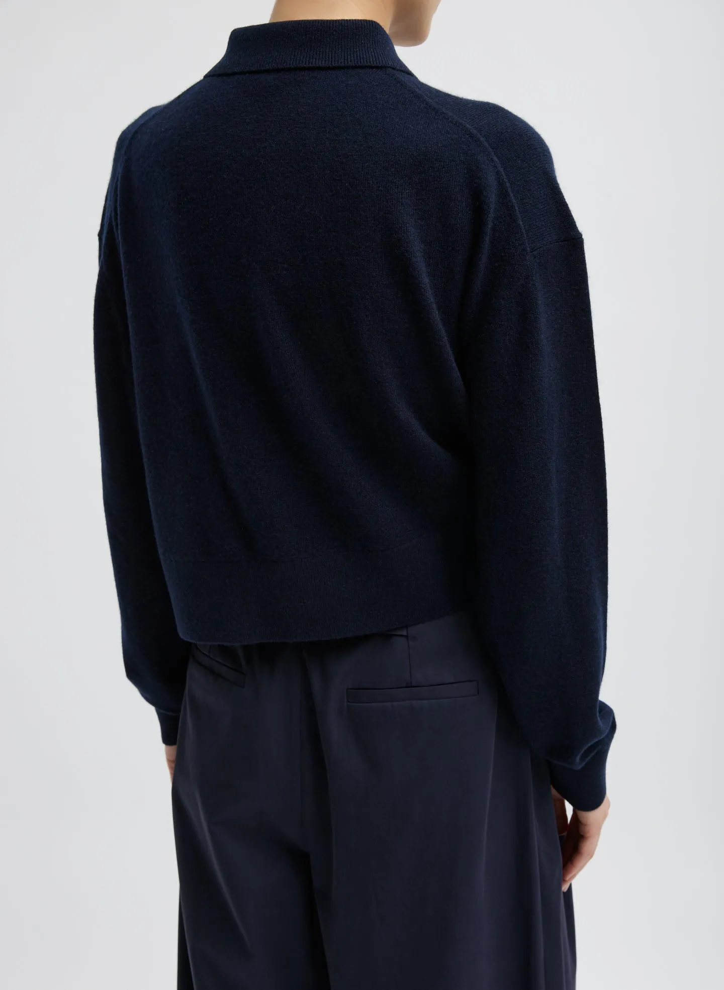 Washable Cashmere Easy Polo Cropped Sweater sold by Tibi product image thumbnail 3