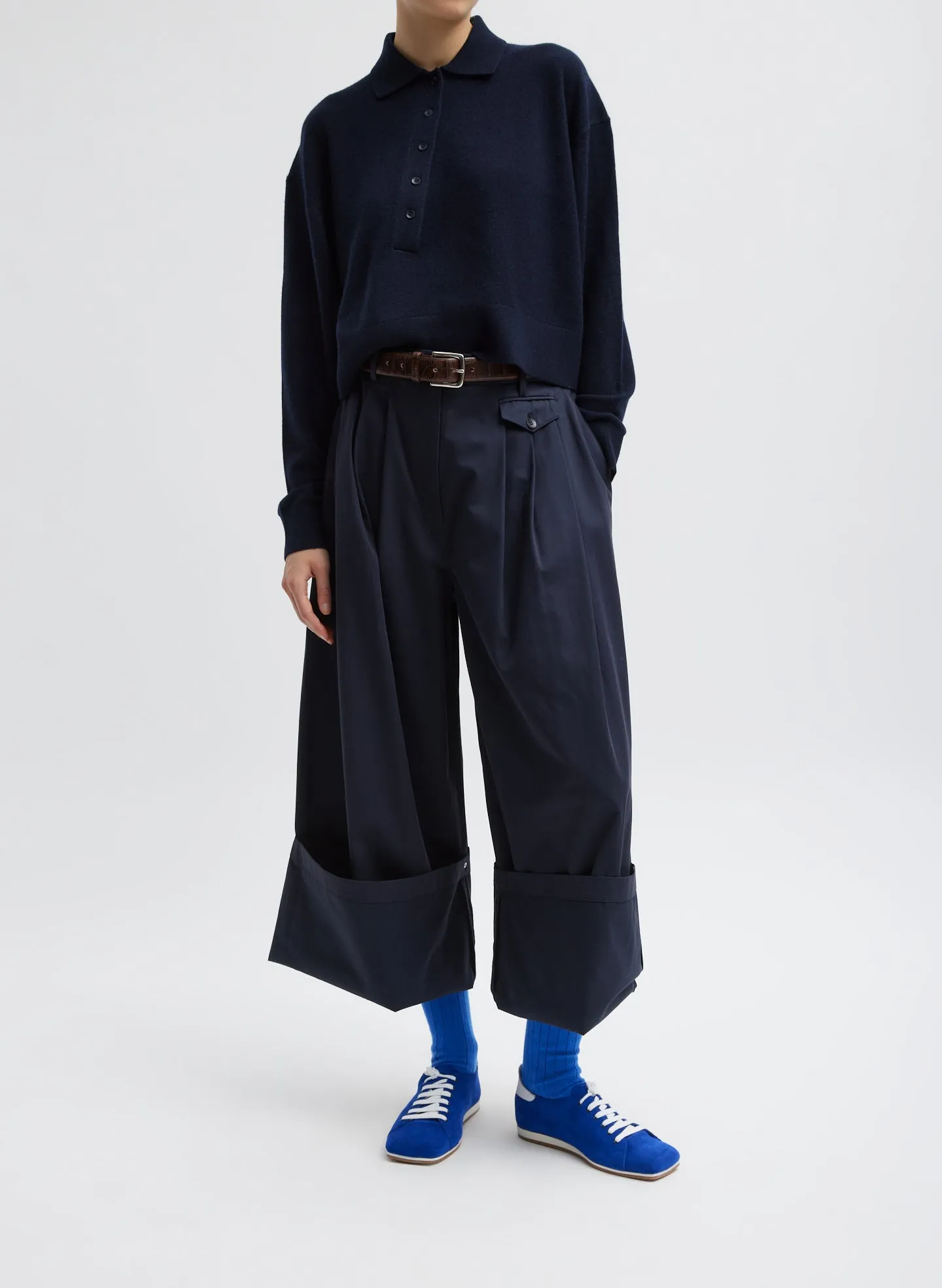 Washable Cashmere Easy Polo Cropped Sweater sold by Tibi product image thumbnail 4