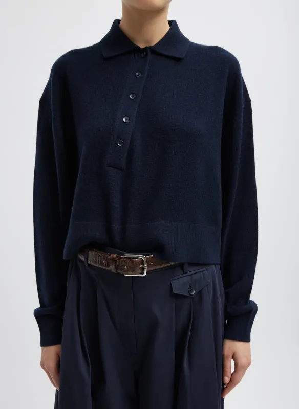 Washable Cashmere Easy Polo Cropped Sweater sold by Tibi