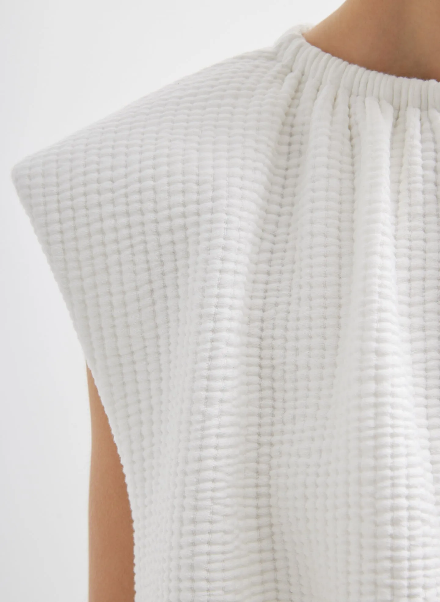 Quilted Waffle Shirred Neck Top sold by Tibi product image thumbnail 2