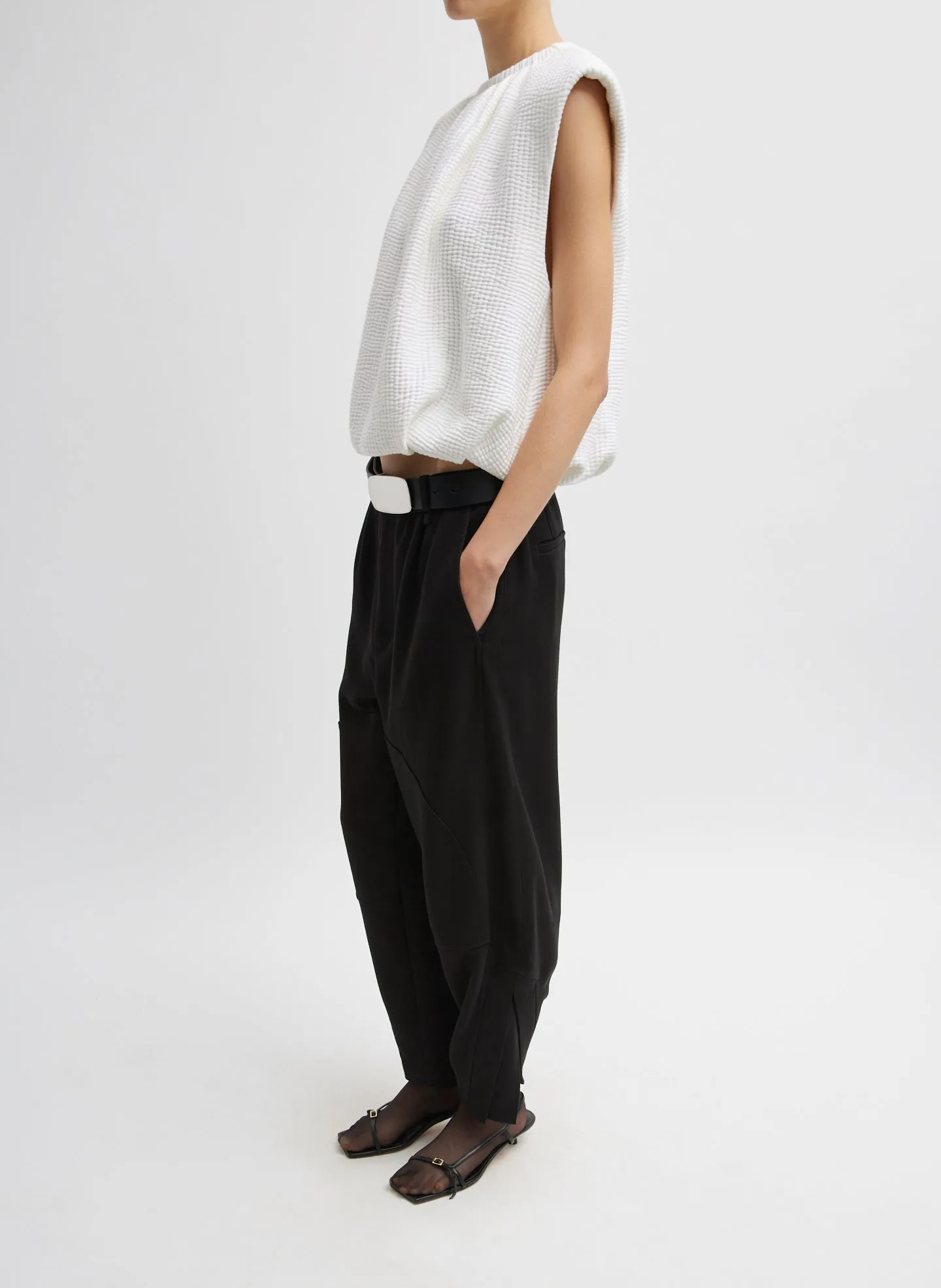 Quilted Waffle Shirred Neck Top sold by Tibi product image thumbnail 4