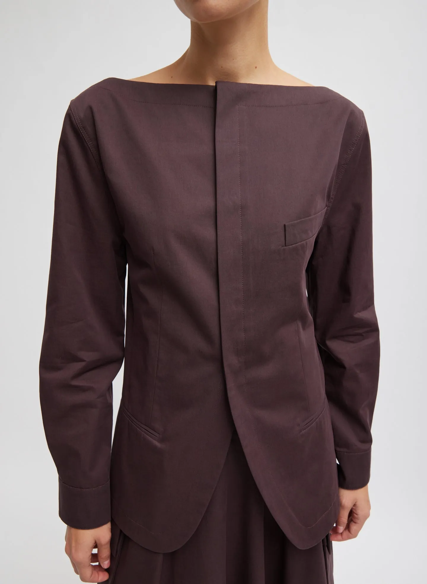 Bio Twill Boatneck Shirt Jacket sold by Tibi