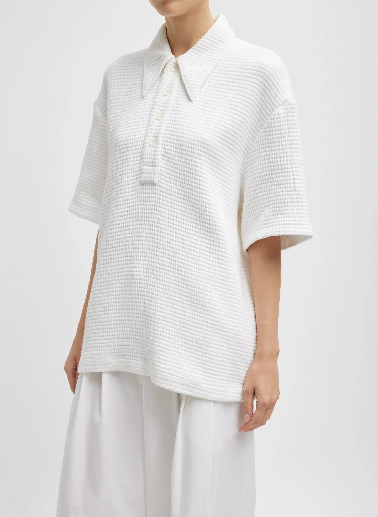 Quilted Waffle Polo Tunic Top sold by Tibi