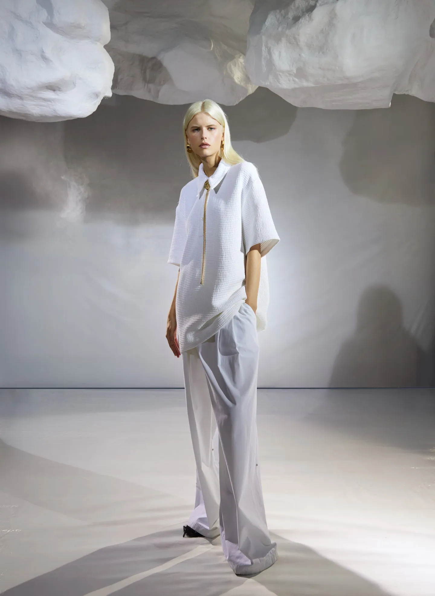 Quilted Waffle Polo Tunic Top sold by Tibi product image thumbnail 5