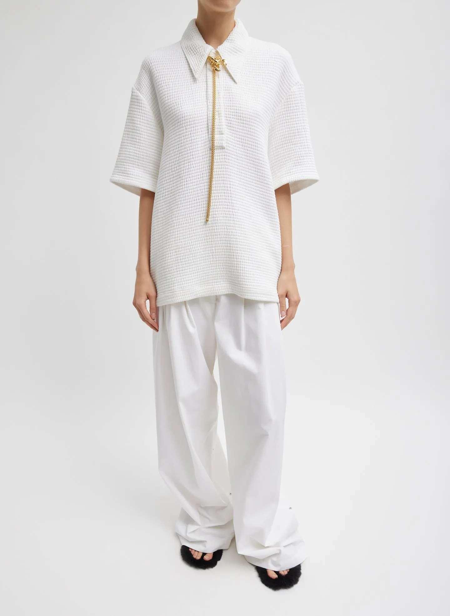 Quilted Waffle Polo Tunic Top sold by Tibi product image thumbnail 3