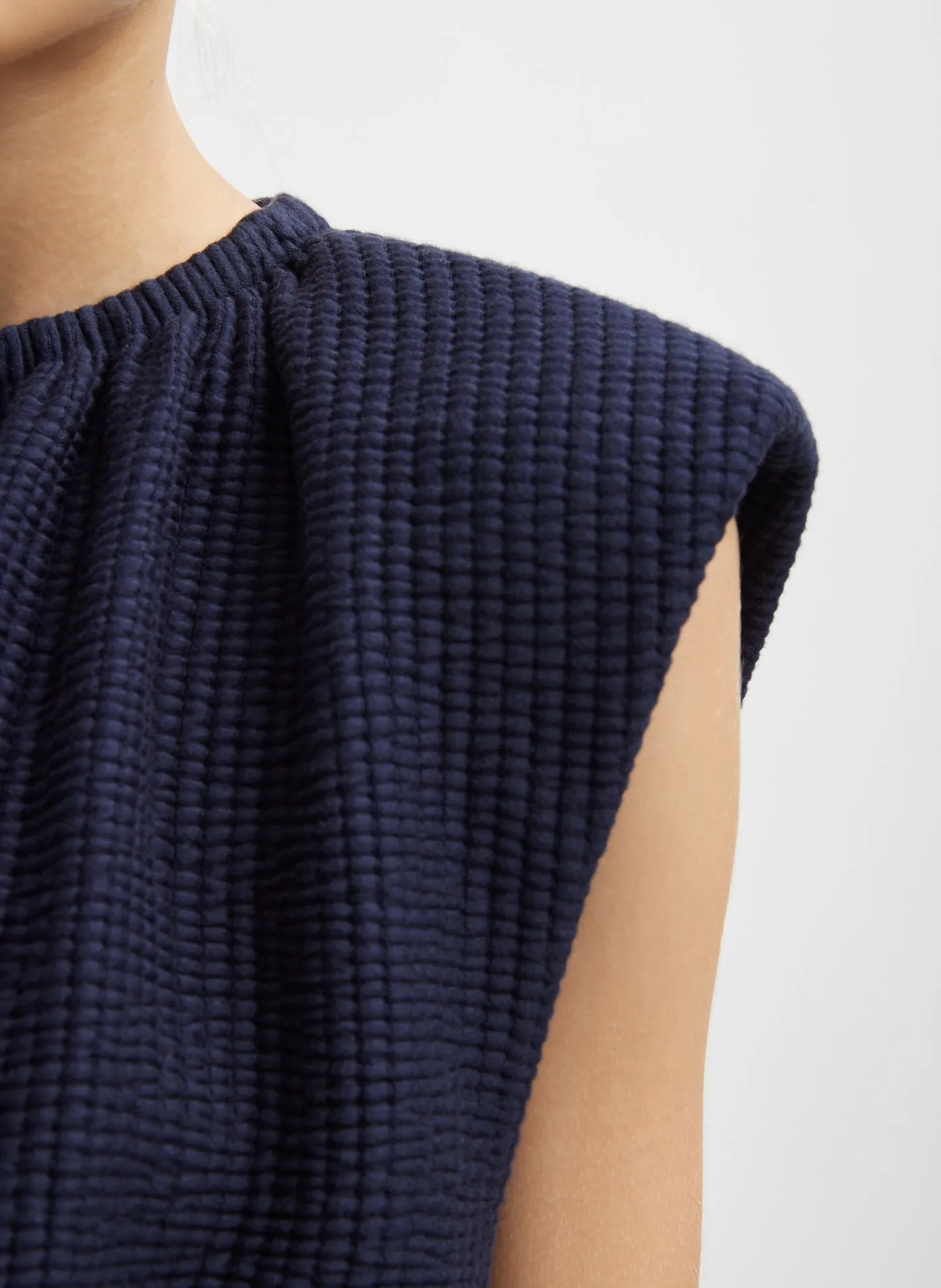 Quilted Waffle Shirred Neck Top sold by Tibi product image thumbnail 3