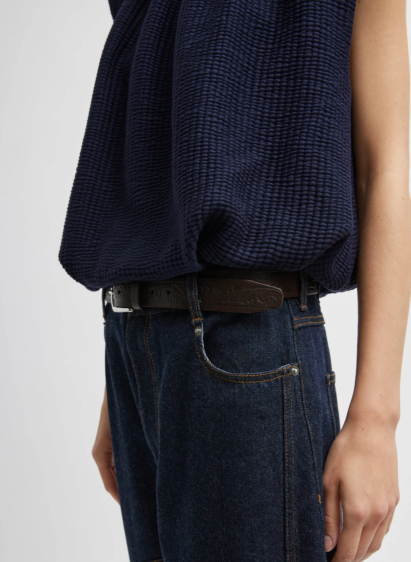 Quilted Waffle Shirred Neck Top sold by Tibi product image thumbnail 2