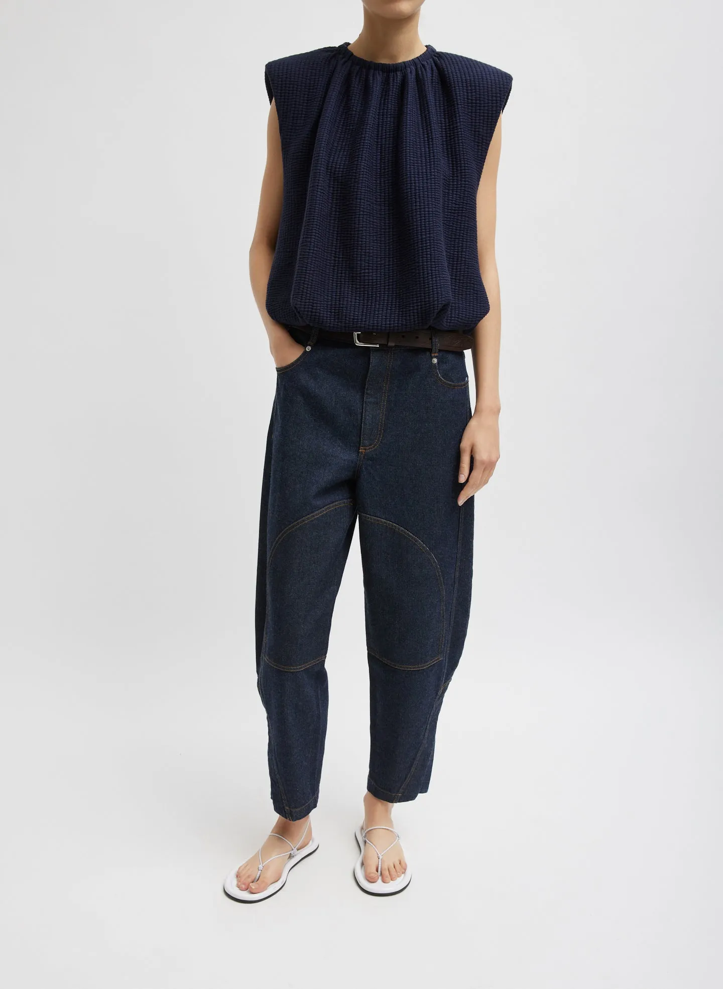 Quilted Waffle Shirred Neck Top sold by Tibi product image thumbnail 4