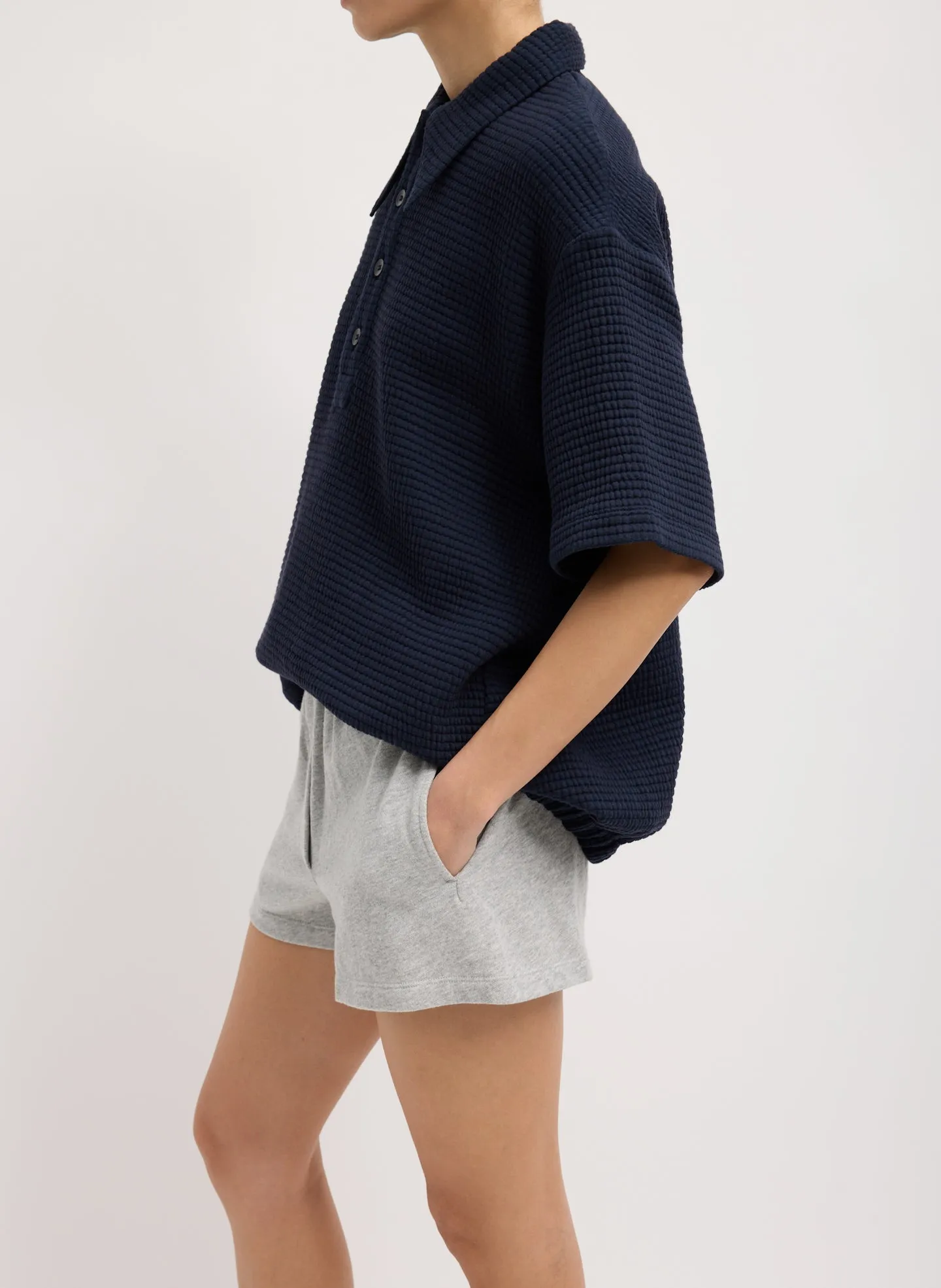 Quilted Waffle Polo Tunic Top sold by Tibi product image thumbnail 4