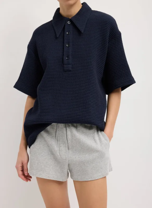 Quilted Waffle Polo Tunic Top made by Tibi